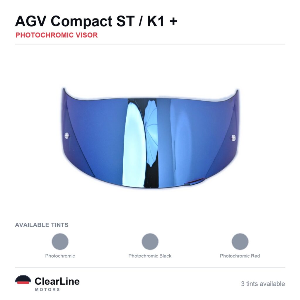 AGV Compact ST / K1 S / K1 / K3 SV & more Photochromic Visor — Auto-Tint Day & Night