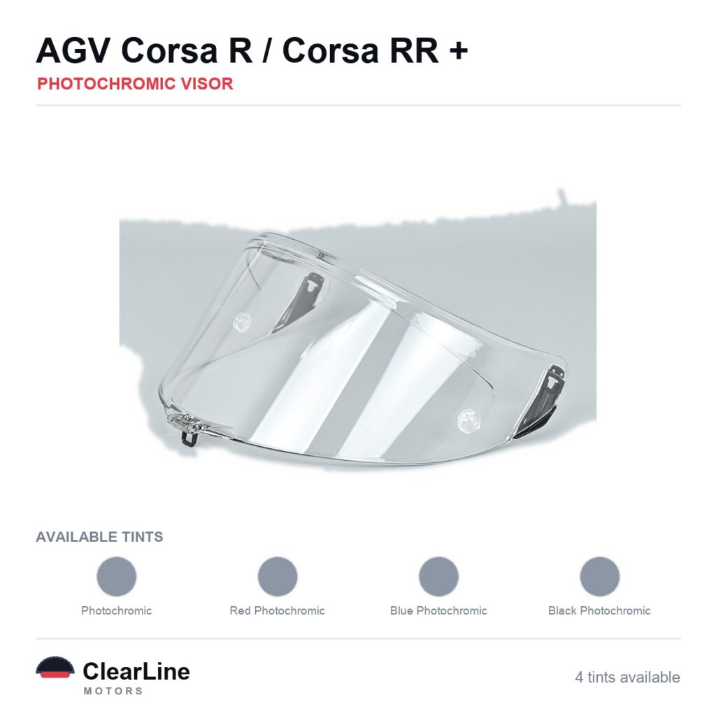 AGV Corsa R / Corsa RR / Pista GP R / Pista GP RR & more Photochromic Visor — Auto-Tint Day & Night