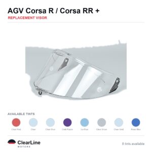 AGV Corsa R / Corsa RR / Pista GP R / Pista GP RR & more Replacement Visor — Iridium, Smoke, Clear Tints