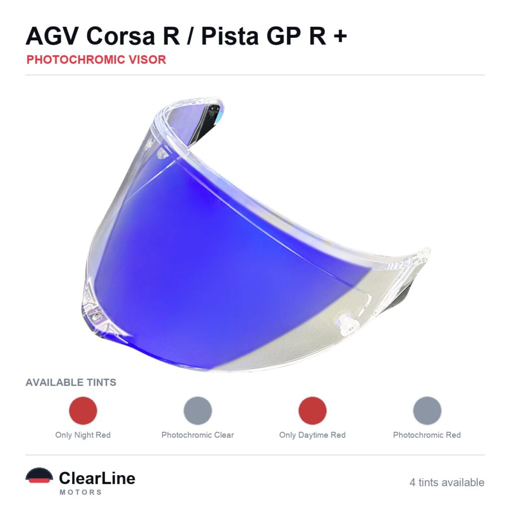 AGV Corsa R / Pista GP R / Pista GP RR / Race 3 Photochromic Visor — Auto-Tint Day & Night