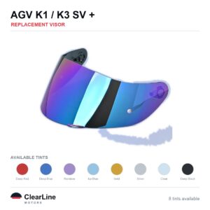 AGV K1 / K3 SV / K5 S / K5 Replacement Visor — Iridium, Smoke, Clear Tints