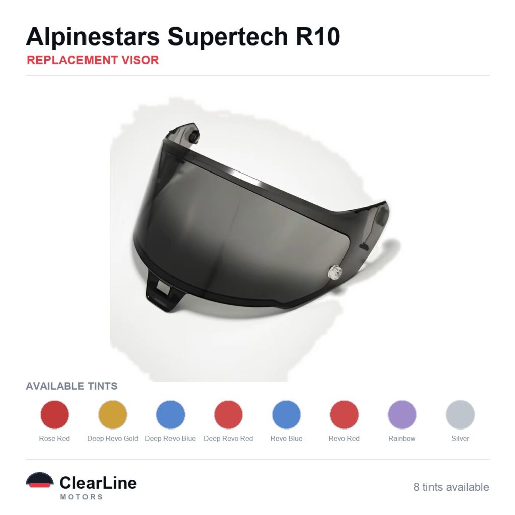 Alpinestars Supertech R10 Replacement Visor — Iridium, Smoke, Clear Tints