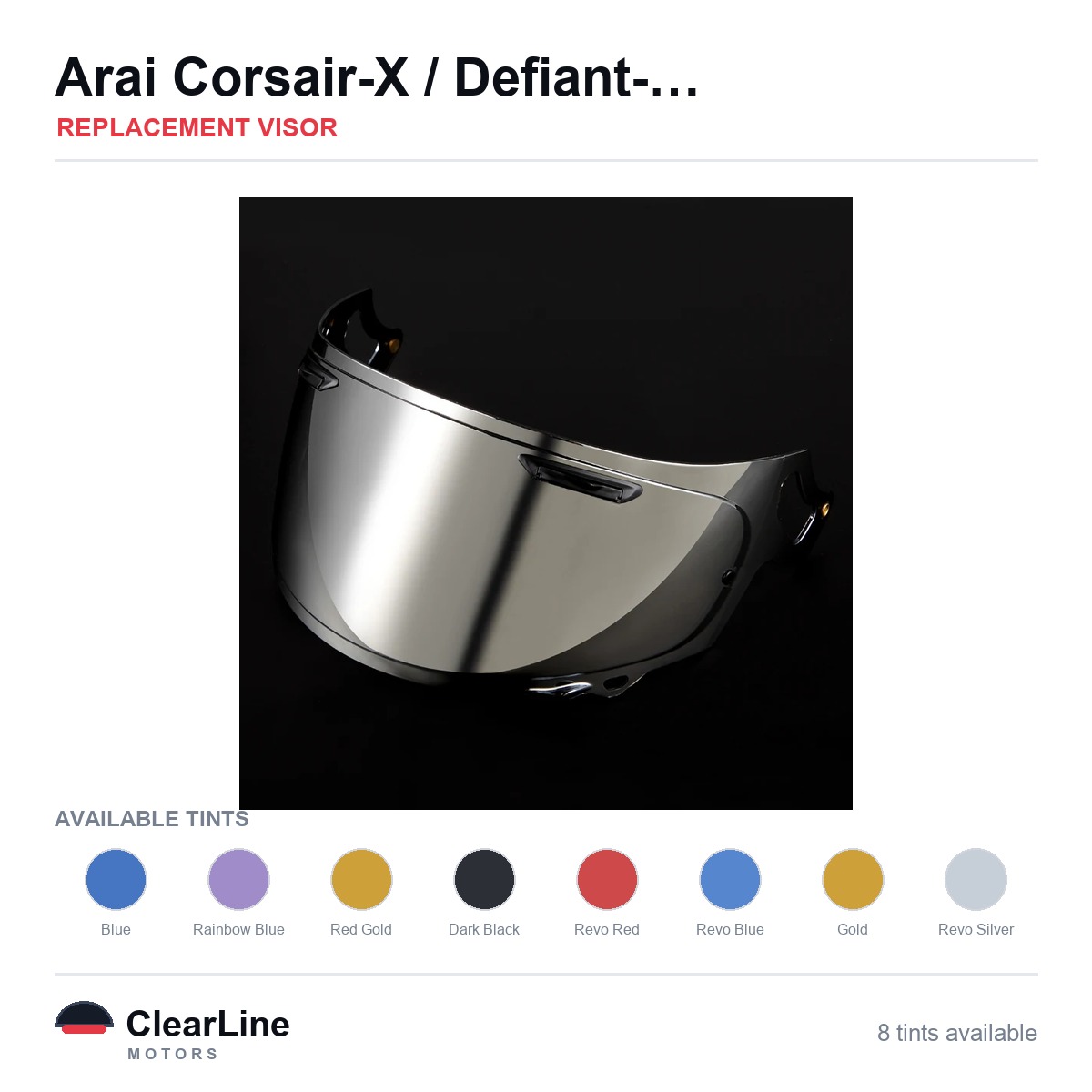 Arai Corsair-X / Defiant-X / Neo XD / Quantum-X & more Replacement Visor — Iridium, Smoke, Gold Tints