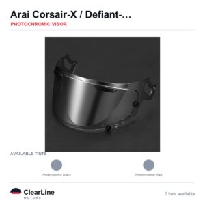 Arai Corsair-X / Defiant-X / Quantum-X / Rapide-Neo & more Photochromic Visor — Auto-Tint Day & Night