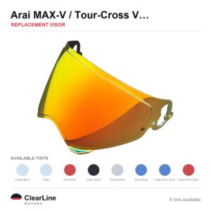 Arai MAX-V / Tour-Cross V / Tour-X5 / XD-5 Replacement Visor — Iridium, Smoke, Clear Tints