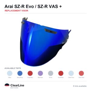 Arai SZ-R Evo / SZ-R VAS / VZ-Ram Replacement Visor — Iridium, Smoke, Clear Tints