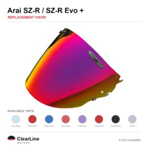 Arai SZ-R Evo / SZ-R / VZ-Ram Replacement Visor — Iridium, Smoke, Clear Tints