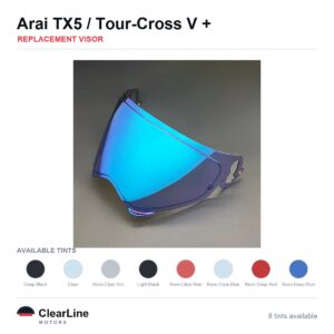 Arai Tour-Cross V / TX5 / XD-5 Replacement Visor — Iridium, Smoke, Clear Tints