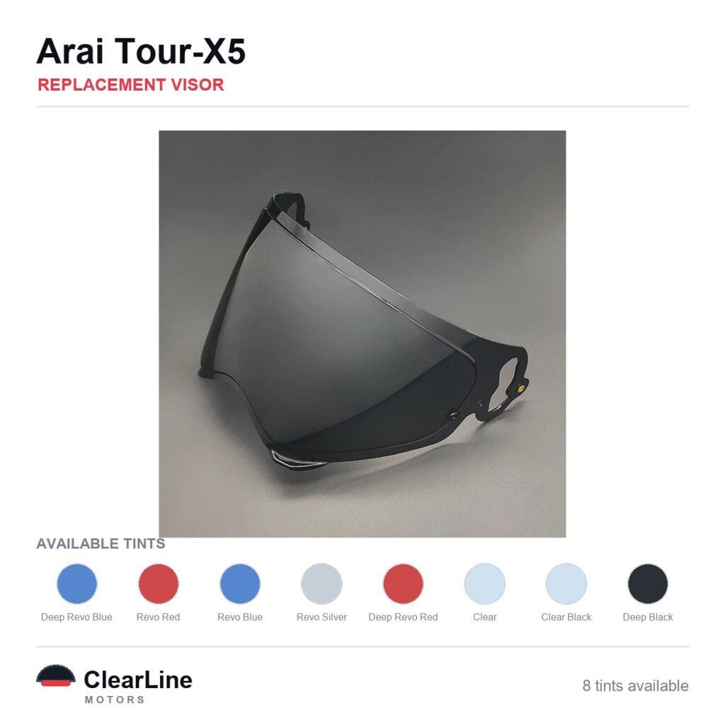 Arai Tour-X5 Replacement Visor — Iridium, Smoke, Clear Tints