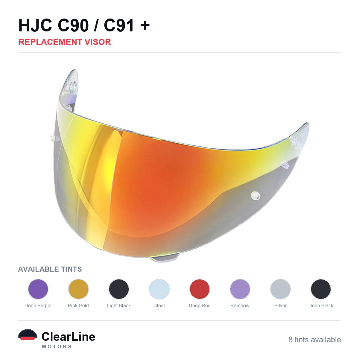 HJC C90 / C91 / C91N / CL-MAX 2 & more Replacement Visor — Iridium, Smoke, Clear Tints