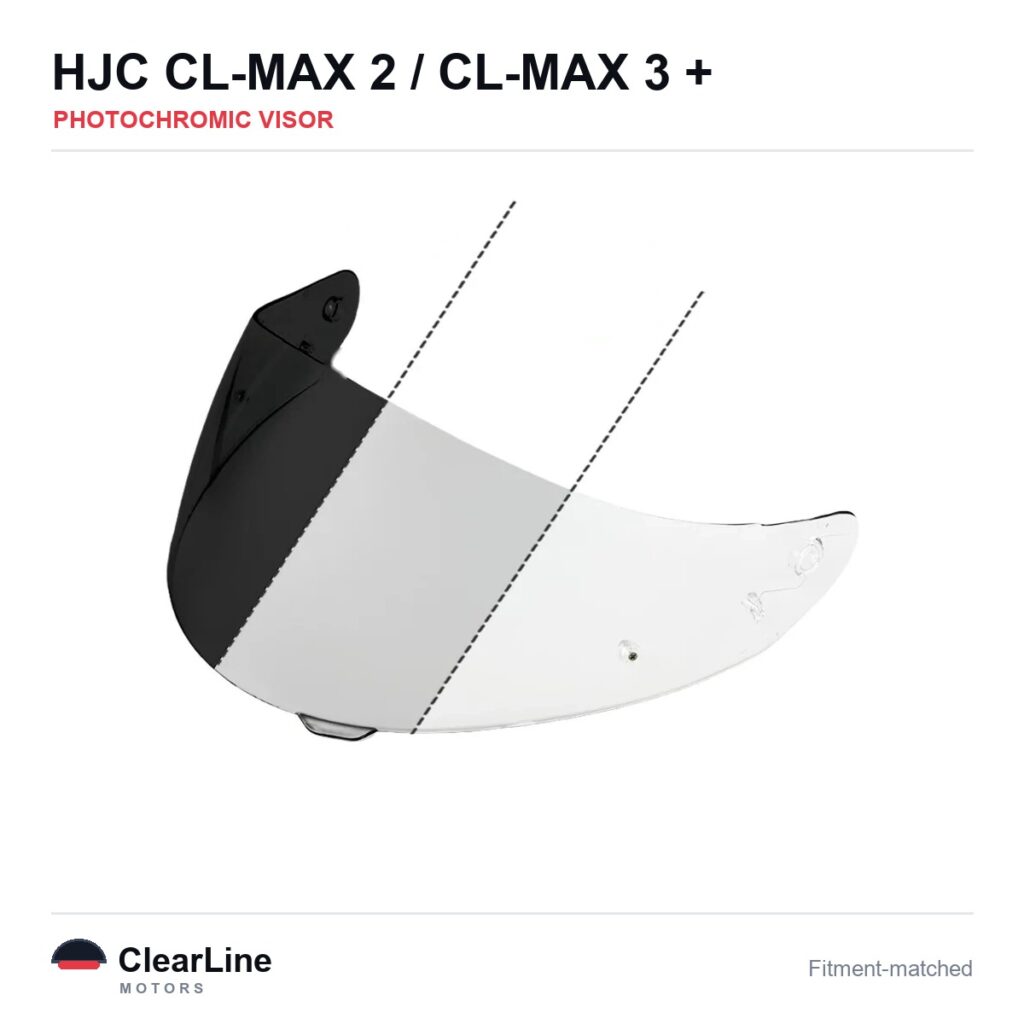 HJC CL-MAX 2 / CL-MAX 3 / IS-MAX 2 / IS-MAX BT & more Photochromic Visor — Auto-Tint Day & Night