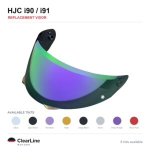 HJC i90 / i91 Replacement Visor — Iridium, Smoke, Clear Tints