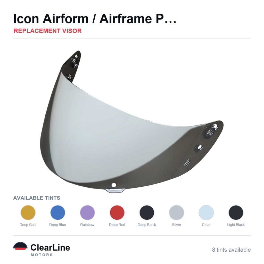Icon Airform / Airframe Pro Replacement Visor — Iridium, Smoke, Clear Tints