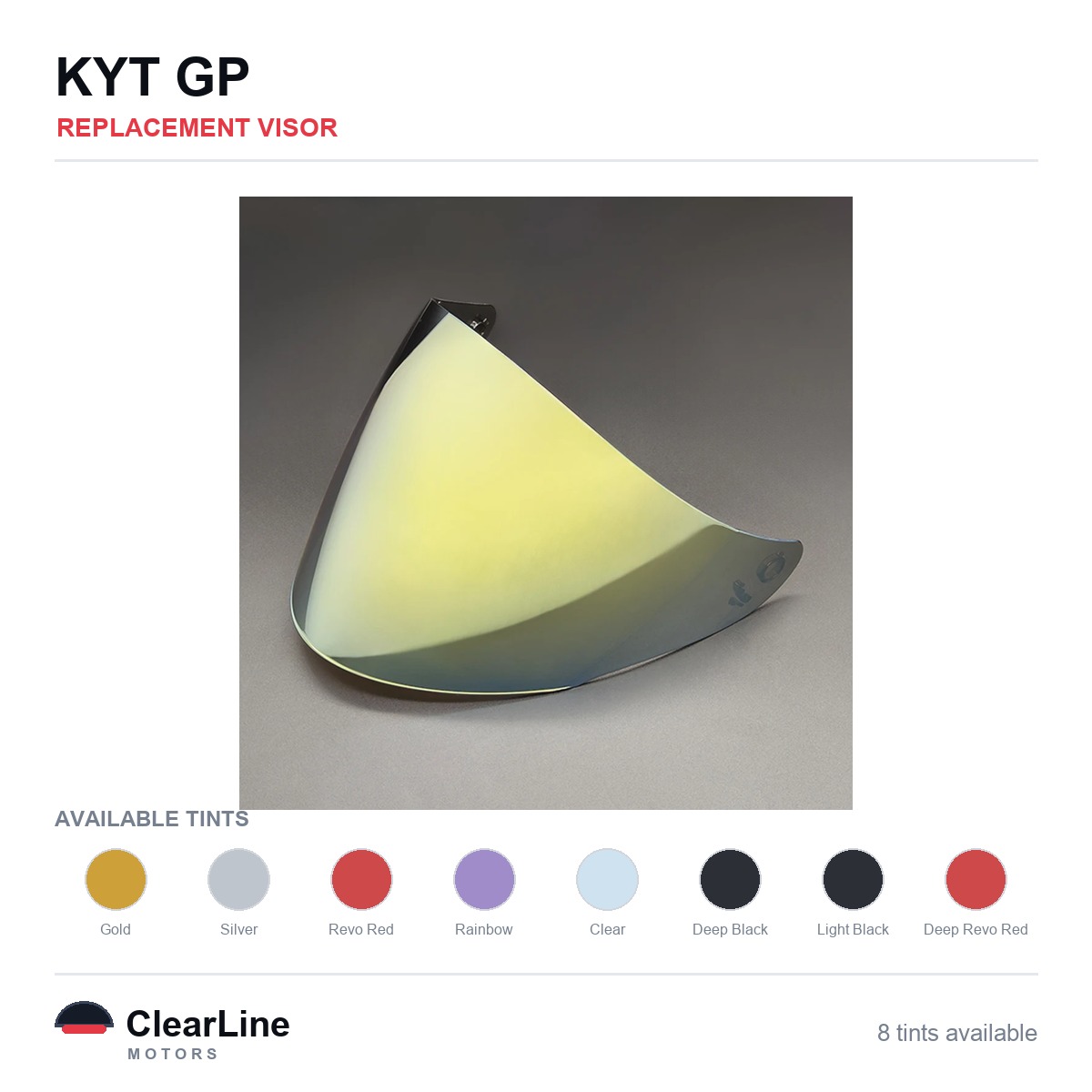 KYT GP Replacement Visor — Iridium, Smoke, Clear Tints