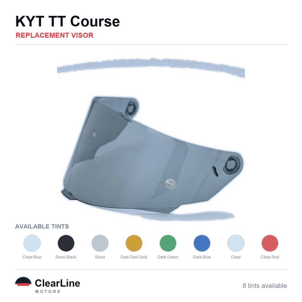 KYT TT Course Replacement Visor — Iridium, Smoke, Clear Tints