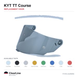 KYT TT Course Replacement Visor — Iridium, Smoke, Clear Tints