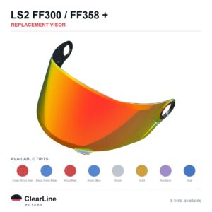LS2 FF300 / FF358 / FF396 Replacement Visor — Iridium, Smoke, Clear Tints