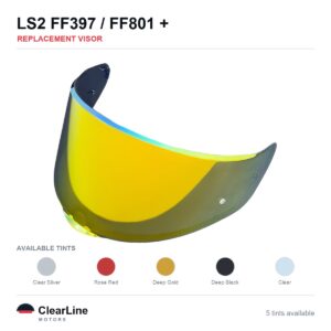 LS2 FF397 / FF801 / Sedici Strada 2 & more Replacement Visor — Smoke, Clear, Gold Tints