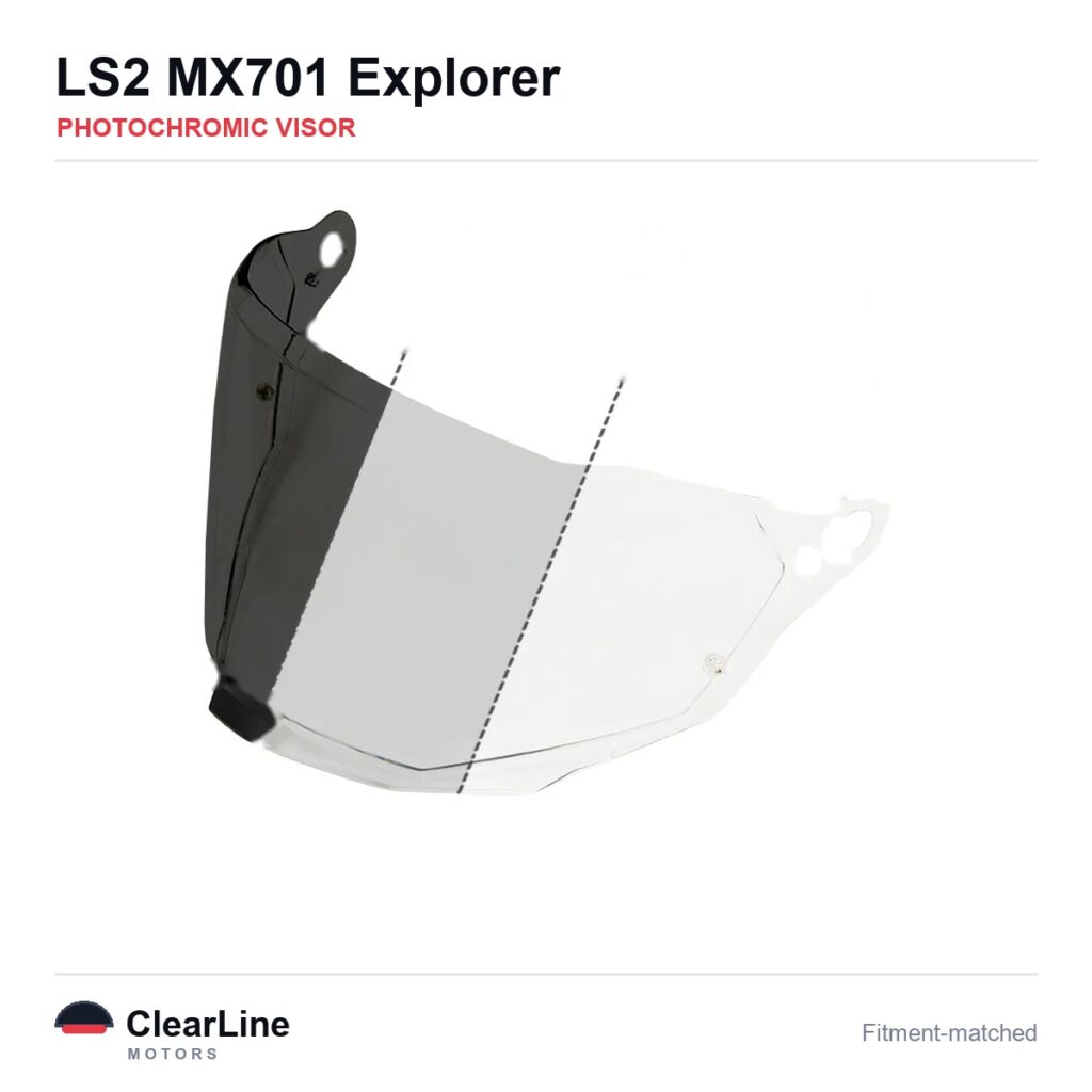 LS2 MX701 Explorer Photochromic Visor — Auto-Tint Day & Night