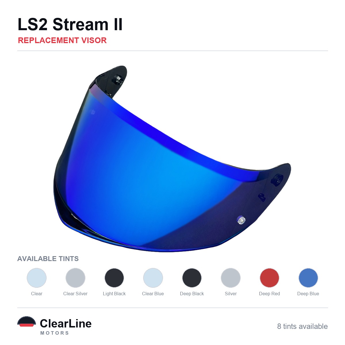 LS2 Stream II Replacement Visor — Smoke, Clear, Silver Tints