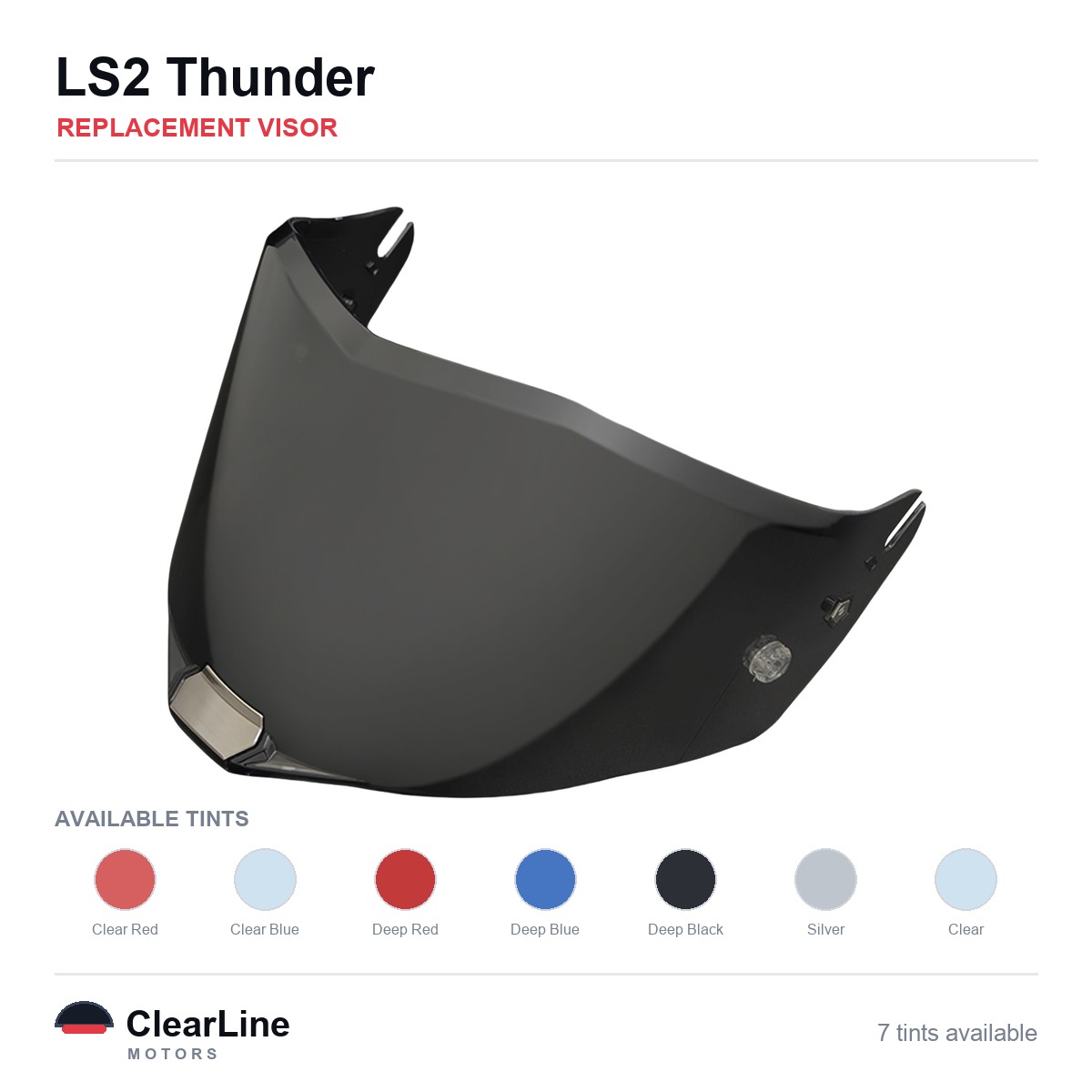 LS2 Thunder Replacement Visor — Smoke, Clear, Silver Tints