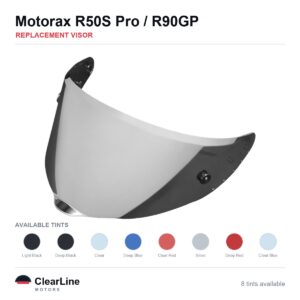 Motorax R50S Pro / R90GP Replacement Visor — Smoke, Clear, Silver Tints