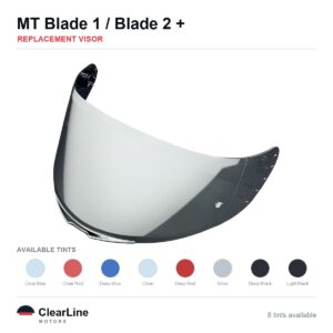 MT Blade 1 / Blade 2 / Rapide / Revenge 1 & more Replacement Visor — Smoke, Clear, Silver Tints