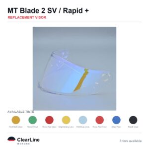MT Blade 2 SV / Rapid Pro / Rapid / Revenge 2 & more Replacement Visor — Iridium, Smoke, Clear Tints