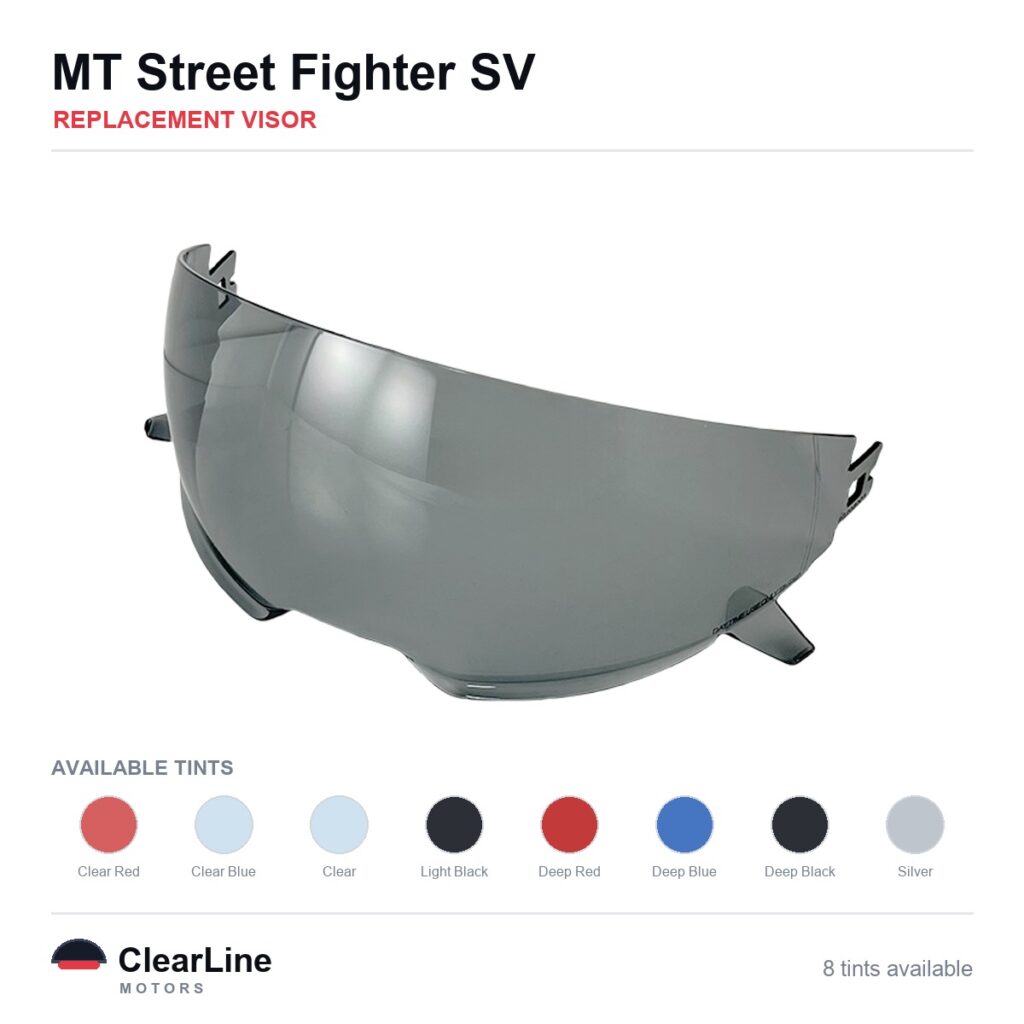 MT Street Fighter SV Replacement Visor — Smoke, Clear, Silver Tints