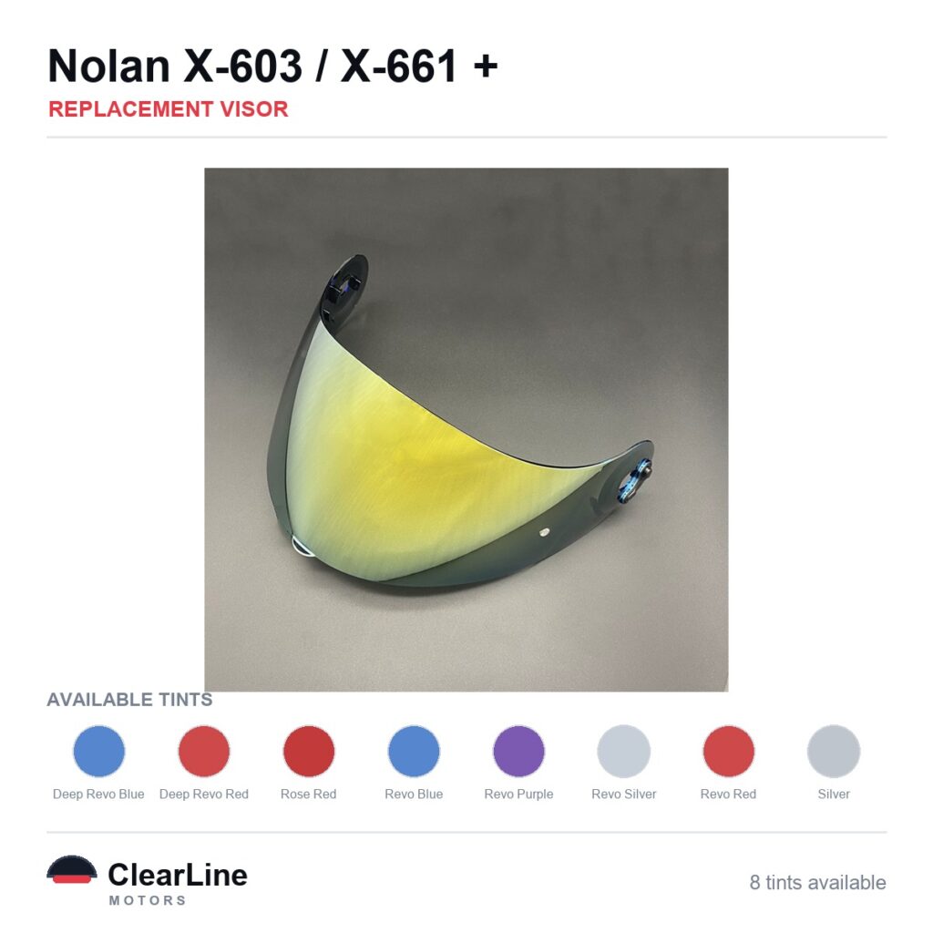 Nolan X-603 / X-661 / X-702 / X-802 & more Replacement Visor — Iridium, Smoke, Clear Tints