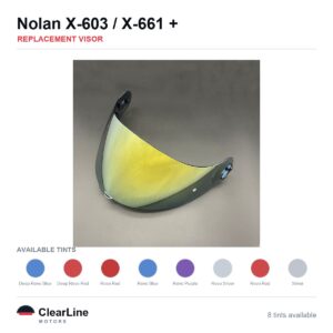 Nolan X-603 / X-661 / X-702 / X-802 & more Replacement Visor — Iridium, Smoke, Clear Tints