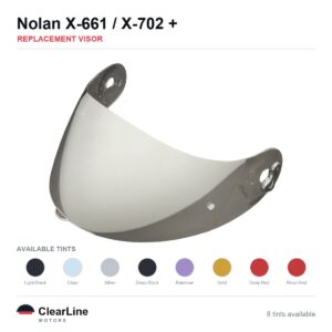 Nolan X-661 / X-702 / X-803 RS / X-803 & more Replacement Visor — Iridium, Smoke, Clear Tints
