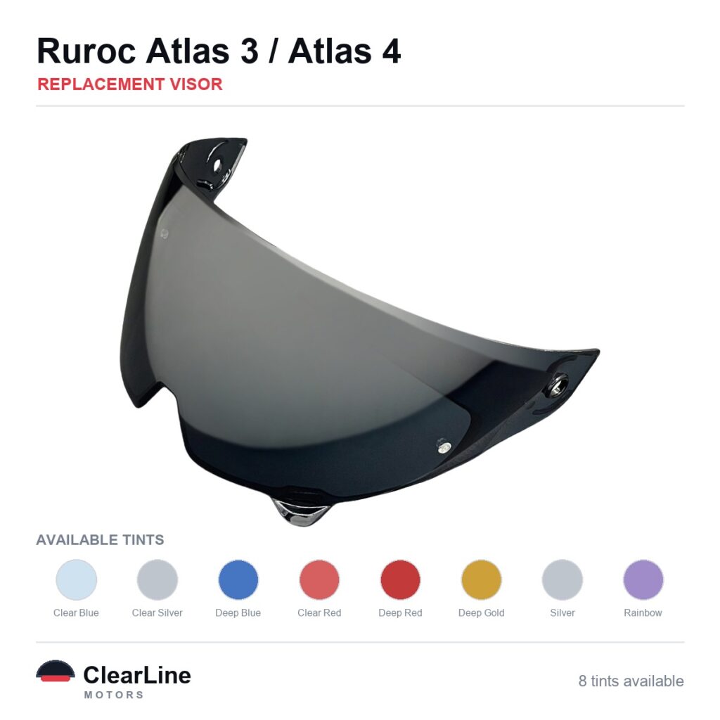 Ruroc Atlas 3 / Atlas 4 Replacement Visor — Iridium, Smoke, Clear Tints