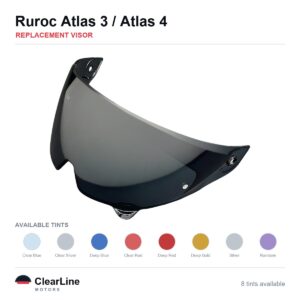 Ruroc Atlas 3 / Atlas 4 Replacement Visor — Iridium, Smoke, Clear Tints