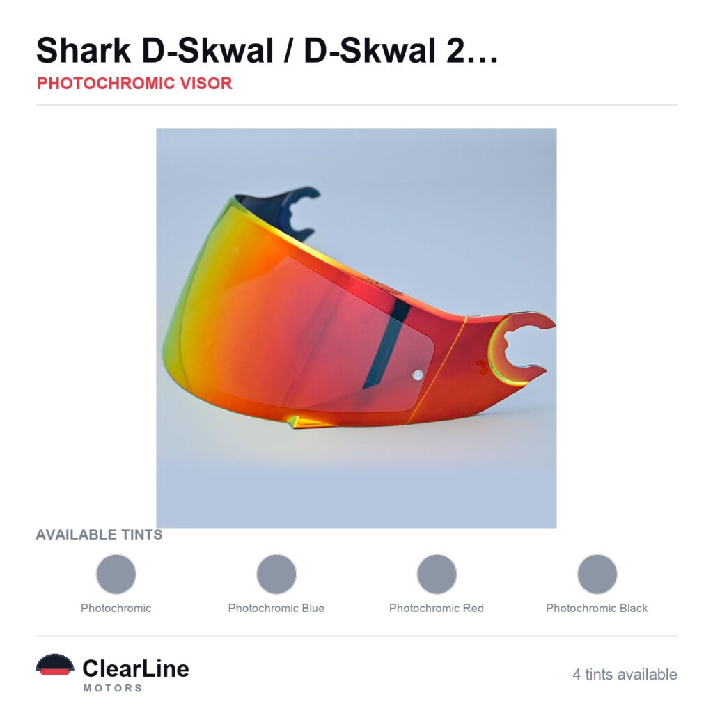 Shark D-Skwal 2 / D-Skwal / Spartan Photochromic Visor — Auto-Tint Day & Night