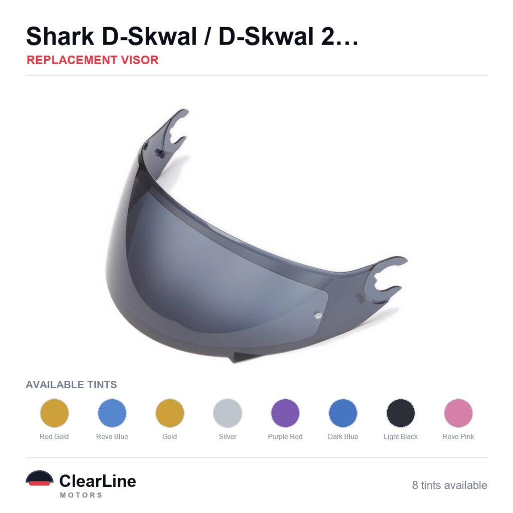 Shark D-Skwal 2 / D-Skwal / Spartan Replacement Visor — Iridium, Smoke, Clear Tints