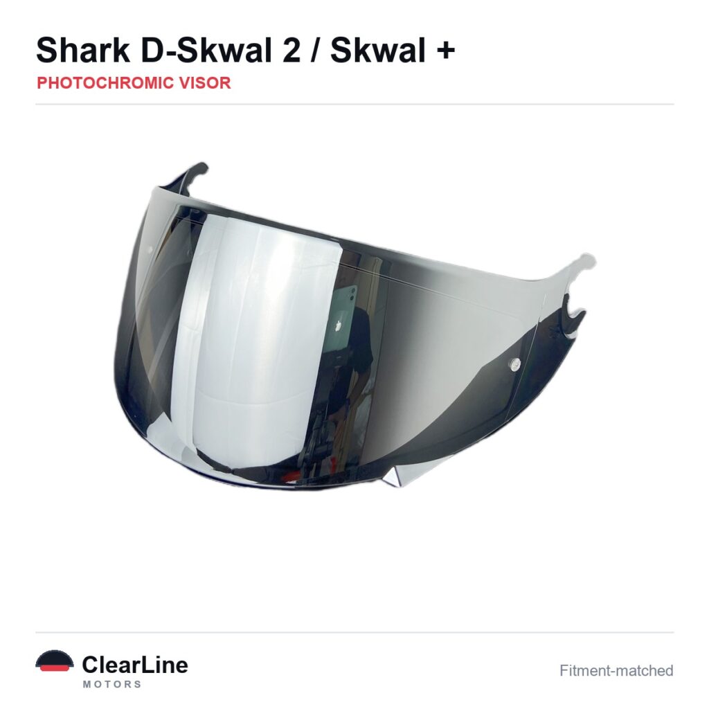 Shark D-Skwal 2 / Skwal 2 / Skwal / Spartan Carbon & more Photochromic Visor — Auto-Tint Day & Night