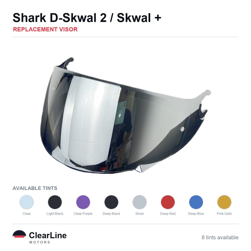 Shark D-Skwal 2 / Skwal 2 / Skwal / Spartan Carbon & more Replacement Visor — Smoke, Clear, Gold Tints