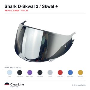 Shark D-Skwal 2 / Skwal 2 / Skwal / Spartan Carbon & more Replacement Visor — Smoke, Clear, Gold Tints