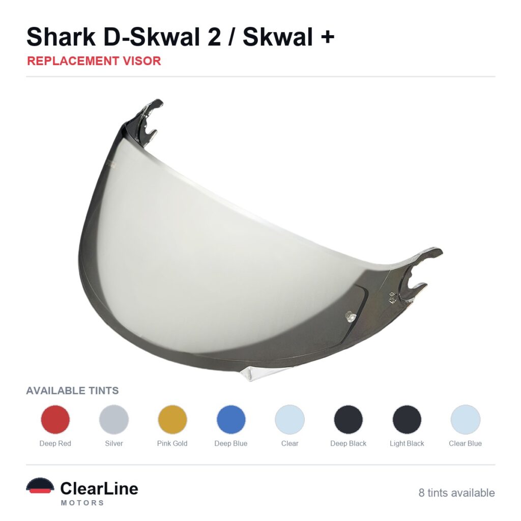 Shark D-Skwal 2 / Skwal 2 / Skwal / Spartan Carbon Replacement Visor — Smoke, Clear, Gold Tints