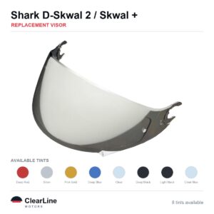 Shark D-Skwal 2 / Skwal 2 / Skwal / Spartan Carbon Replacement Visor — Smoke, Clear, Gold Tints
