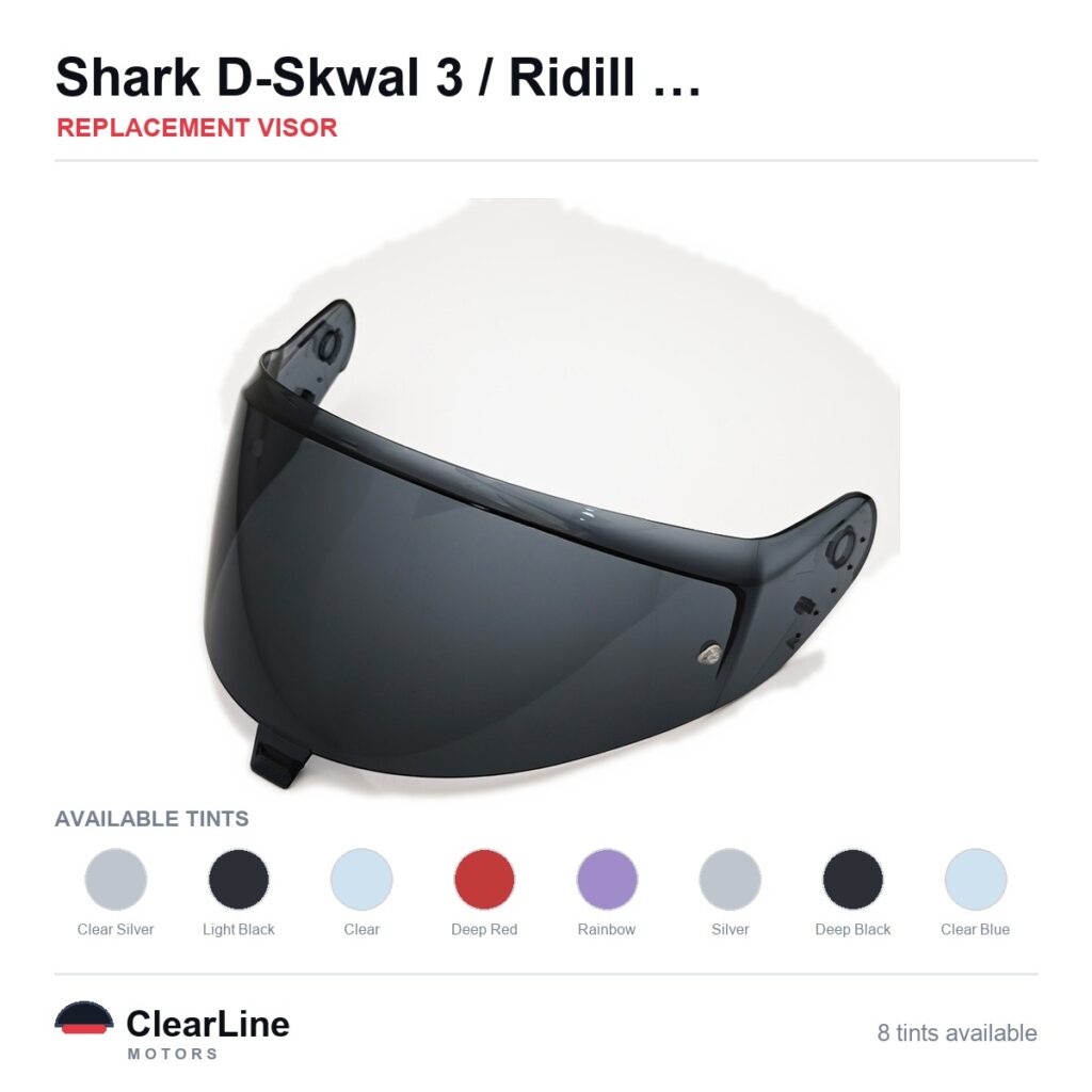 Shark D-Skwal 3 / Ridill 2 / Skwal i3 Replacement Visor — Iridium, Smoke, Clear Tints