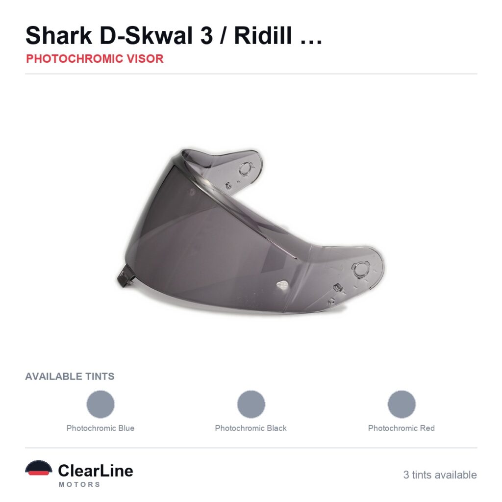Shark D-Skwal 3 / Ridill 2 / Skwal i3 / VZ 400 Photochromic Visor — Auto-Tint Day & Night