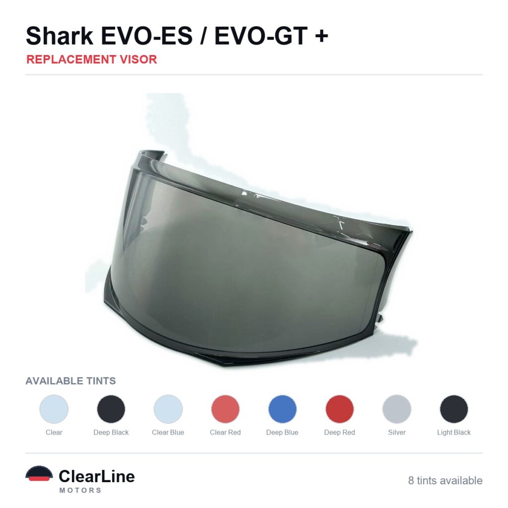 Shark EVO-ES / EVO-GT / EVO-ONE 2 / EVO-ONE Replacement Visor — Smoke, Clear, Silver Tints