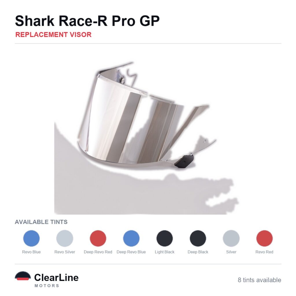 Shark Race-R Pro GP Replacement Visor — Iridium, Smoke, Clear Tints
