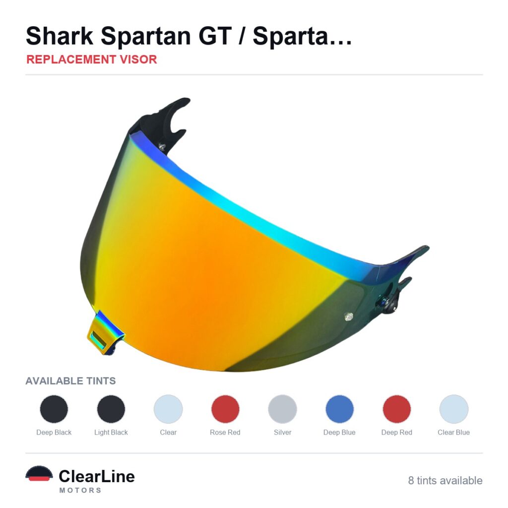 Shark Spartan GT Pro / Spartan GT / Spartan RS Replacement Visor — Smoke, Clear, Silver Tints