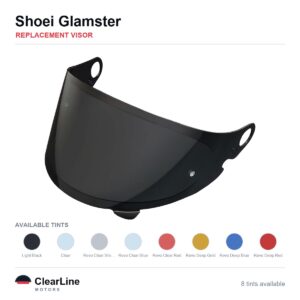 Shoei Glamster Replacement Visor — Iridium, Smoke, Clear Tints