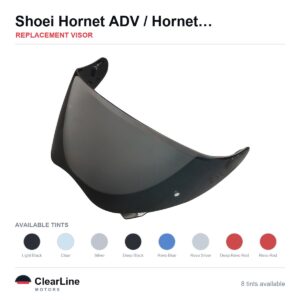 Shoei Hornet ADV / Hornet X2 Replacement Visor — Iridium, Smoke, Clear Tints