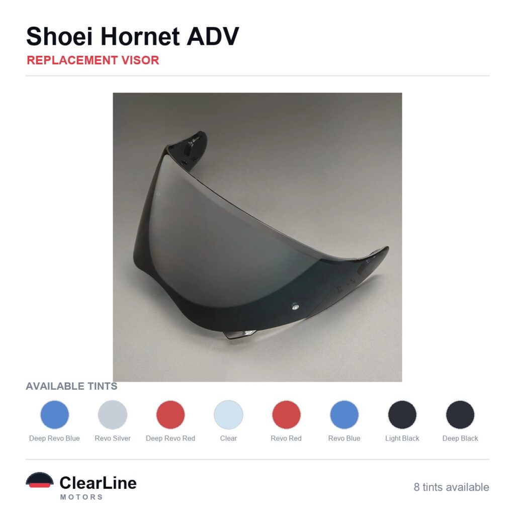 Shoei Hornet ADV Replacement Visor — Iridium, Smoke, Clear Tints