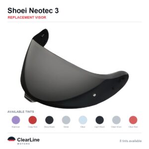 Shoei Neotec 3 Replacement Visor — Iridium, Smoke, Clear Tints